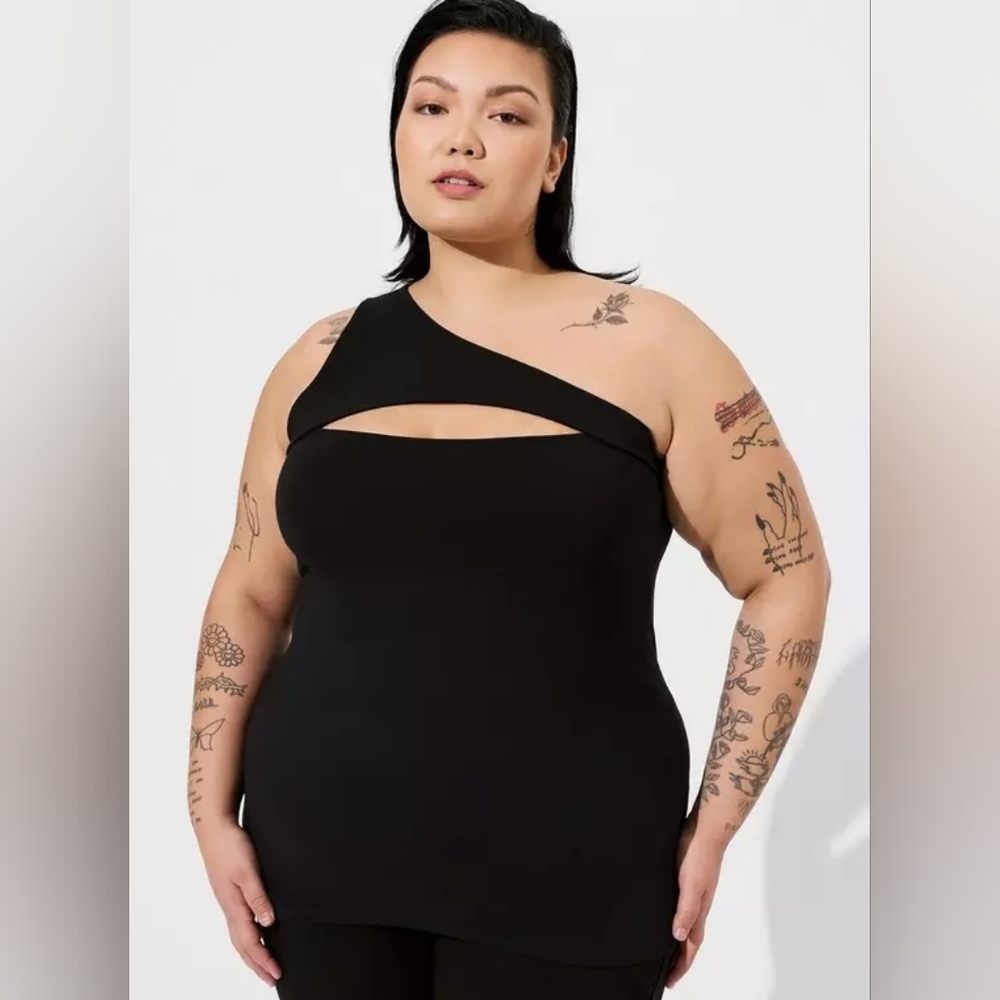 Torrid Cut Out One Shoulder Tank Foxy Black Women's Plus Size 3X Nwt